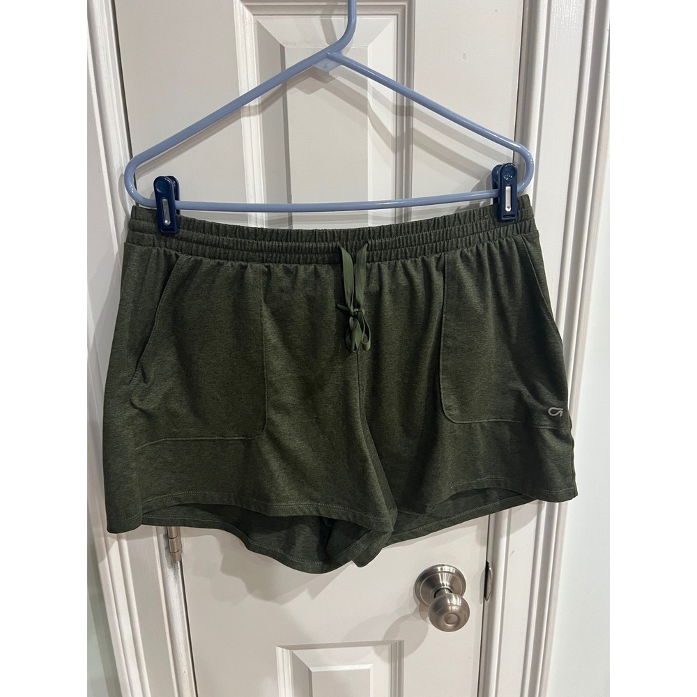 GapFit Brushed Tech Jersey Shorts Olive Green Heather Athletic Pockets Large